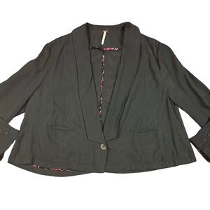 Free People Women's Black Cropped Summer Blazer